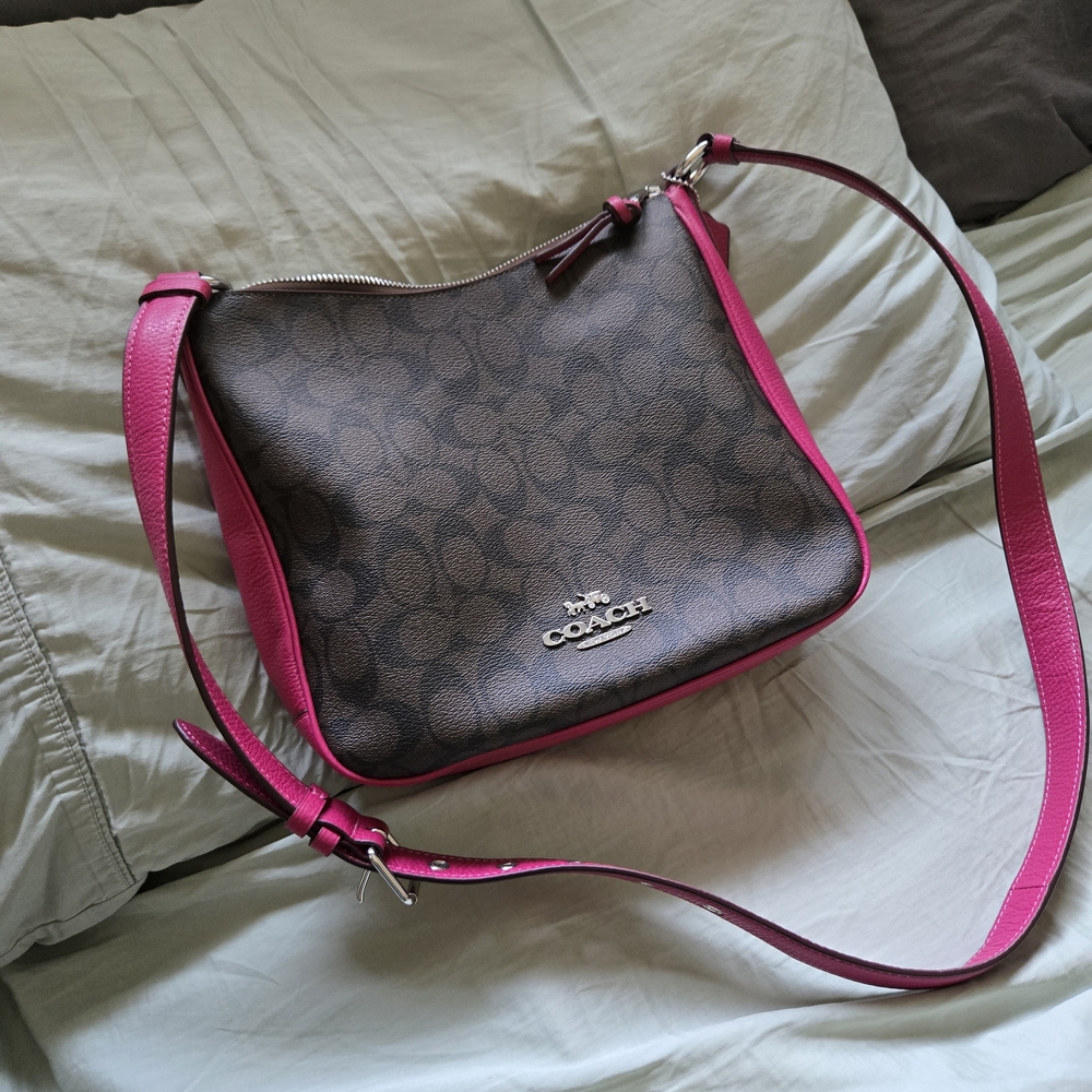 Coach Signature Brown and Pink Crossbody Bag